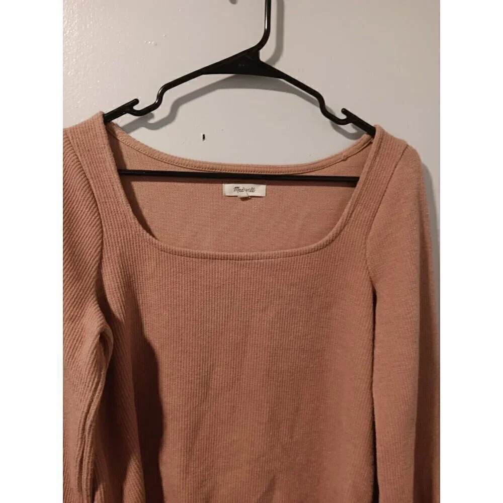 Madewell Ottoman Rib Blouse Women's Small Square Neck Boxy Boho Top
